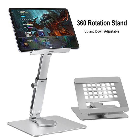 JUNDNE H06 Desktop Folding Phone Stand Portable Telescopic Rotary Tablet Stand(Silver)