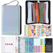 A6 Handheld Zipper Bag Type Large Capacity Cash Budget Book Handbook(Blue)