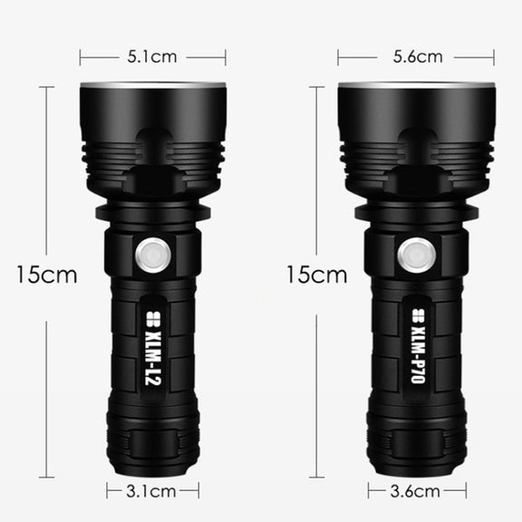 Strong Light Outdoor Water-resistant Camping Aluminum LED Flashlight, Style: P70 (Without Battery)