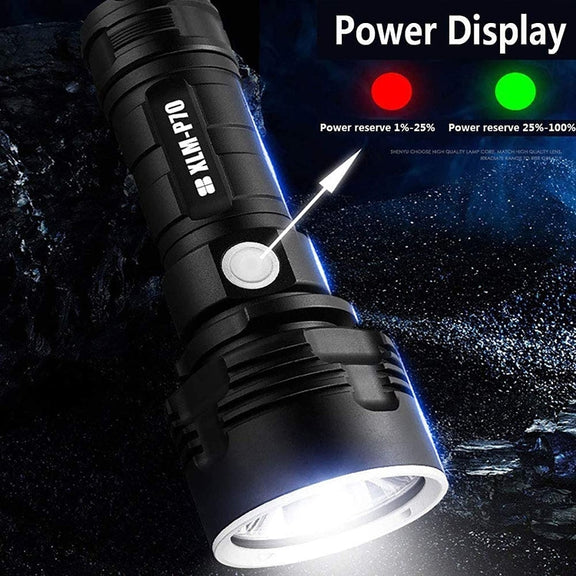 Strong Light Outdoor Water-resistant Camping Aluminum LED Flashlight, Style: P70 (Without Battery)