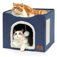 Pet Stool Pet Kennel Indoor Foldable Storage Stool Cat Dog Kennel 41 x 41 x 35cm(Navy Blue) - Beds by PMC TechLife | Online Shopping South Africa | PMC TechLife | Buy Now Pay Later Mobicred