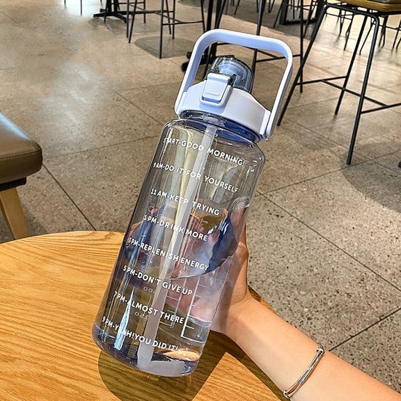 GYBL4503 2000ml Large-capacity Outdoor Sports Water Bottle with Straw, Spec: Blue