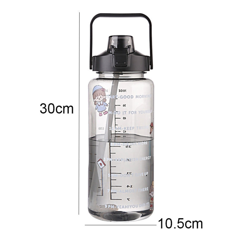 GYBL4503 2000ml Large-capacity Outdoor Sports Water Bottle with Straw, Spec: Blue