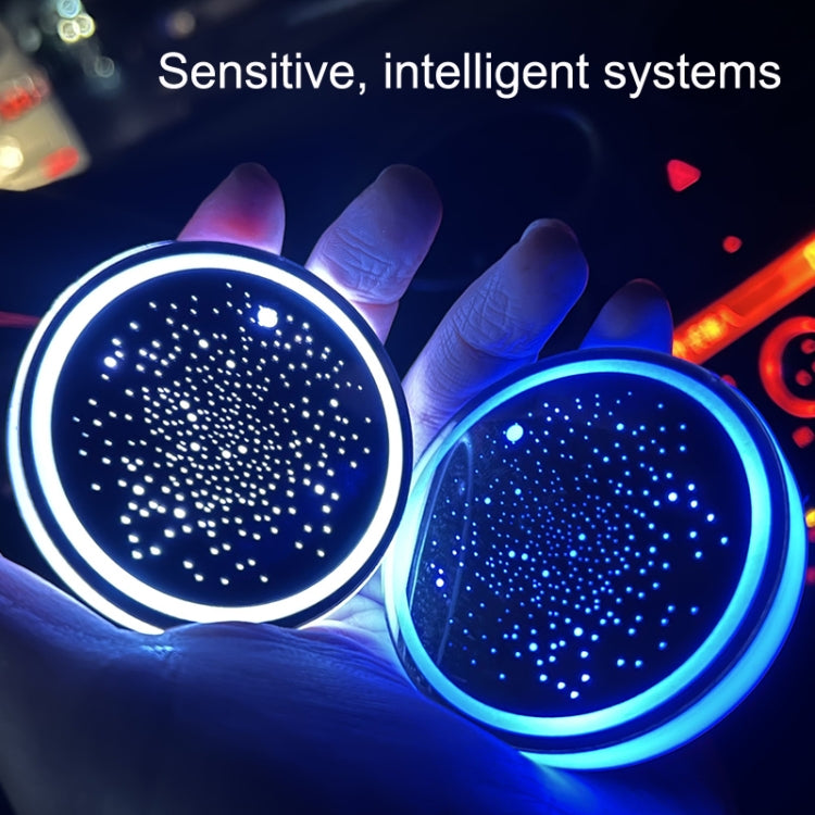 1 Pair Automotive LED Colorful Luminous Water Coaster Acrylic Car Cup Tank Atmosphere Lamp(Star Model)