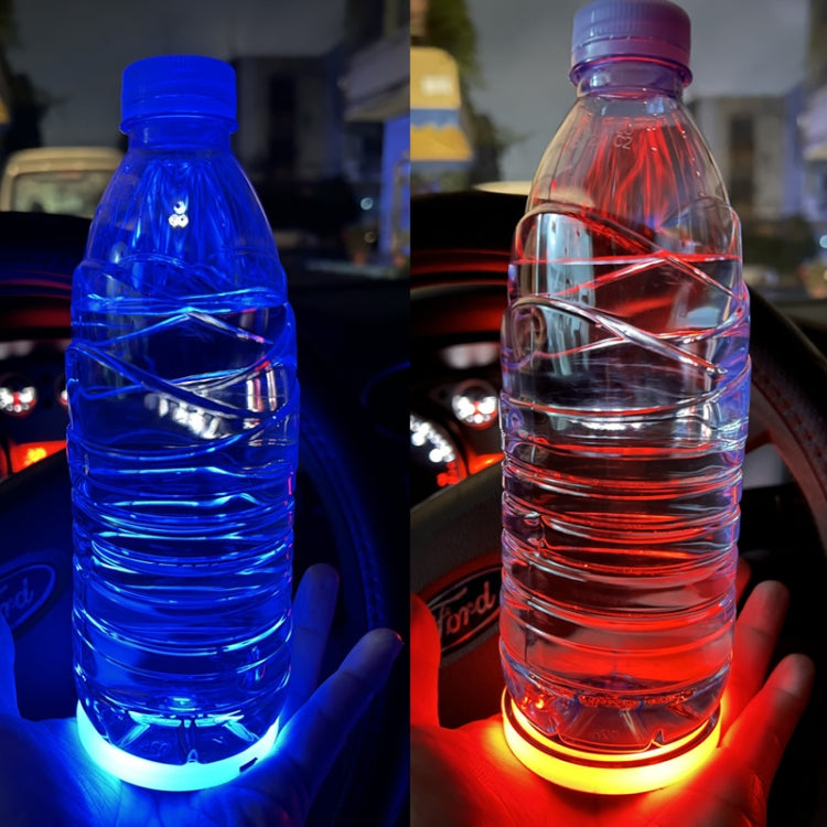 1 Pair Automotive LED Colorful Luminous Water Coaster Acrylic Car Cup Tank Atmosphere Lamp(Star Model)