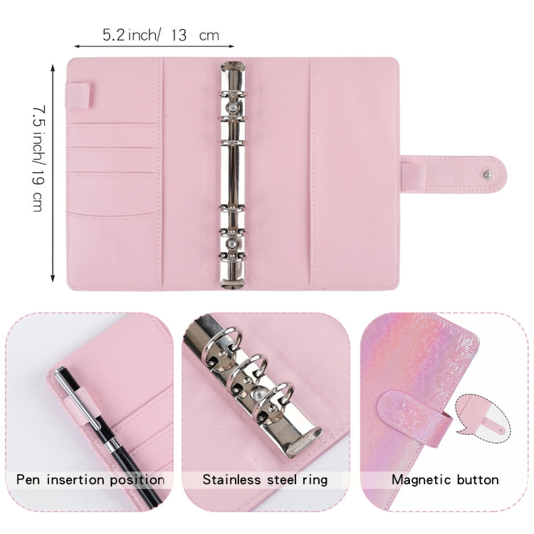 A6 Illusion Magic Square Loose-leaf PU Notebook Cash Budget Book(Pink)