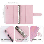 A6 Illusion Magic Square Loose-leaf PU Notebook Cash Budget Book(Pink)