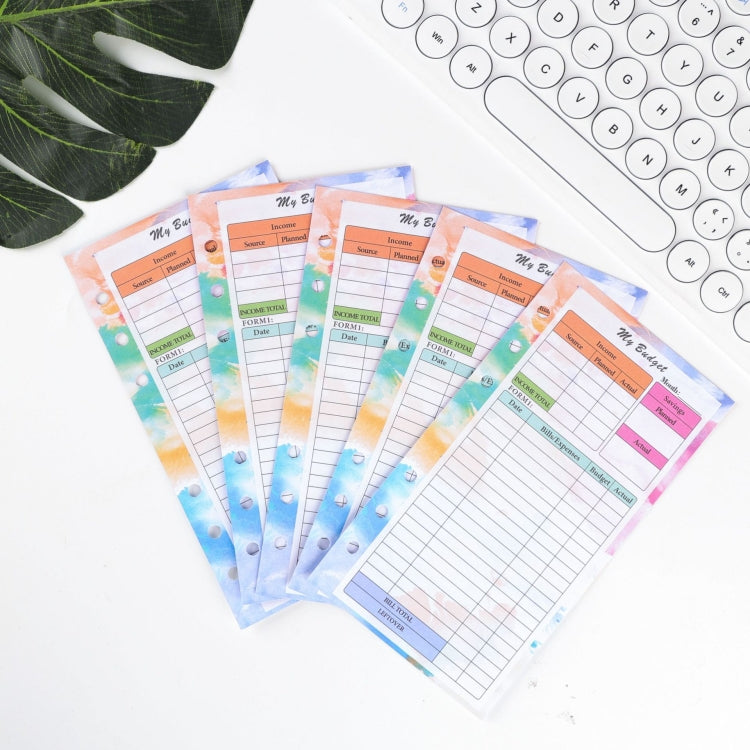A6 6 Hole Budget Book Loose-leaf Replacement Core Handbook Insert,Spec: Budget Page 56 Sheets