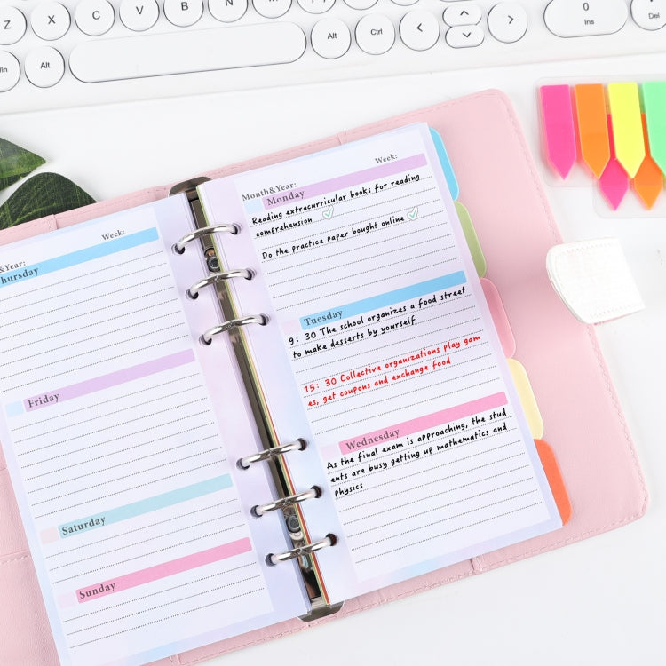 A6 6 Hole Budget Book Loose-leaf Replacement Core Handbook Insert,Spec: Weekly Plan 108 Sheets