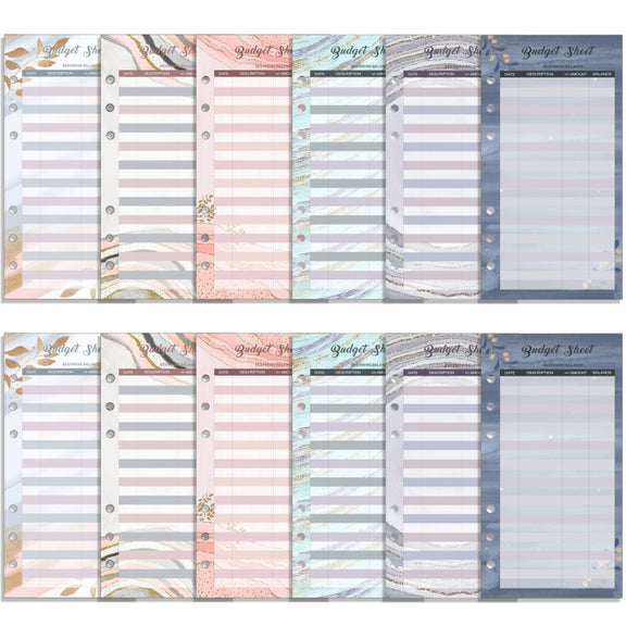 60 Sheets Cash Budget Card Loose-leaf Bookkeeping Replacement Core(Gold Leaf)