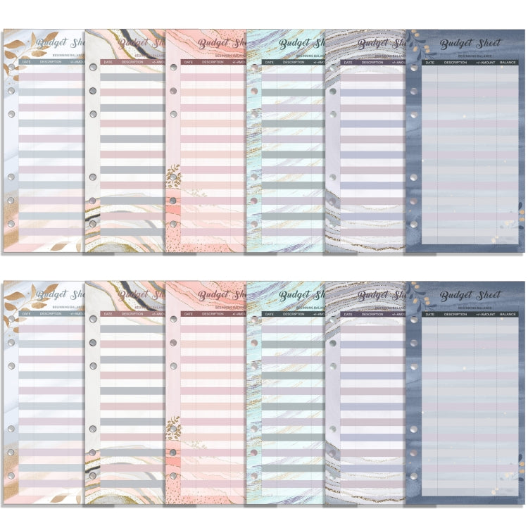 60 Sheets Cash Budget Card Loose-leaf Bookkeeping Replacement Core(Gold Leaf)