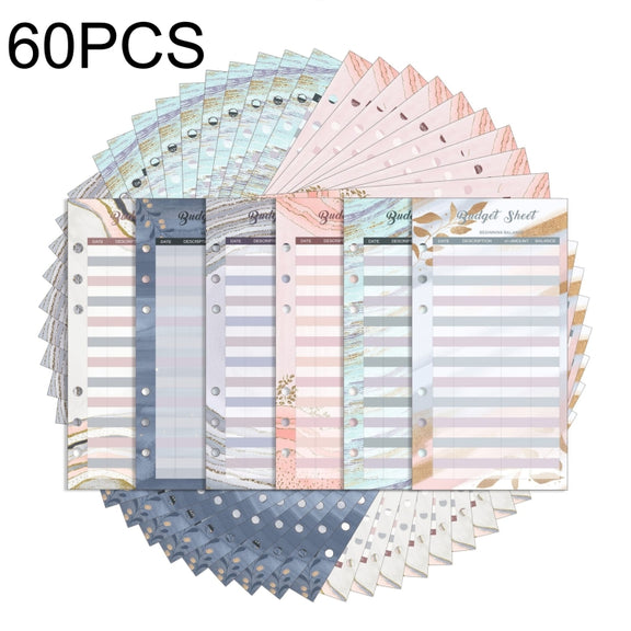 60 Sheets Cash Budget Card Loose-leaf Bookkeeping Replacement Core(Gold Leaf)