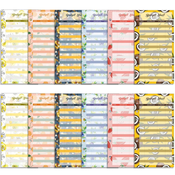 60 Sheets Cash Budget Card Loose-leaf Bookkeeping Replacement Core(Fruits)