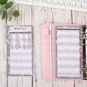 60 Sheets Cash Budget Card Loose-leaf Bookkeeping Replacement Core(Small Floral)