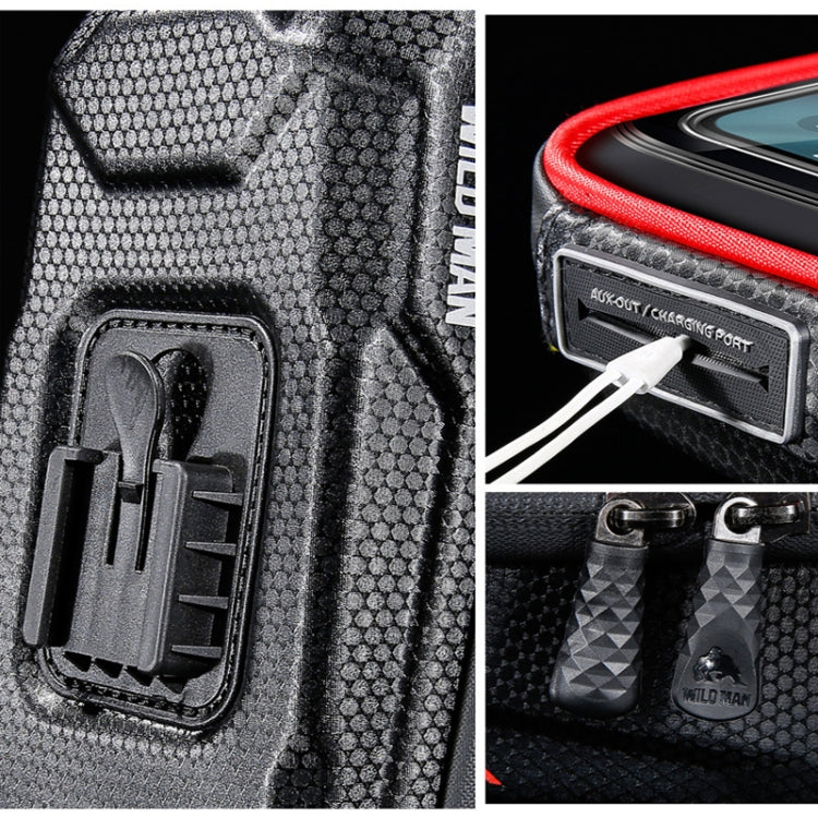 WILD MAN ES16 0.5L EVA Hard Shell Water-resistant Touch Screen Bicycle Handlebar Bag(Red)