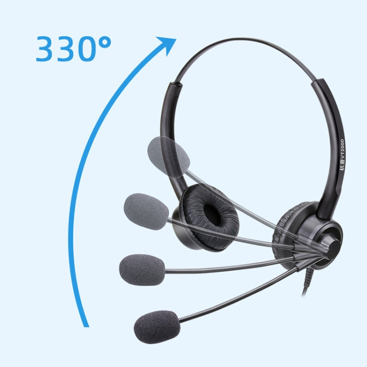 VT200D Double Ears Telephone Headset Operator Headset With Mic,Spec: Crystal Head