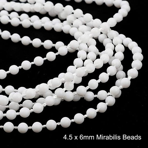 2PCS 10m Bead Chain White Beads Shutter Venetian Blinds Curtain Accessories 4.5 x 6mm Mirabilis Beads