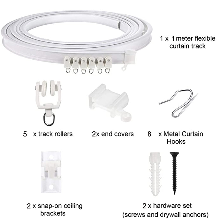 Model Steel Track Set Flexible Silent Slide Track Track with Hooks, Size: 1m