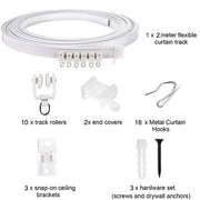 Model Steel Track Set Flexible Silent Slide Track Track with Hooks, Size: 2m