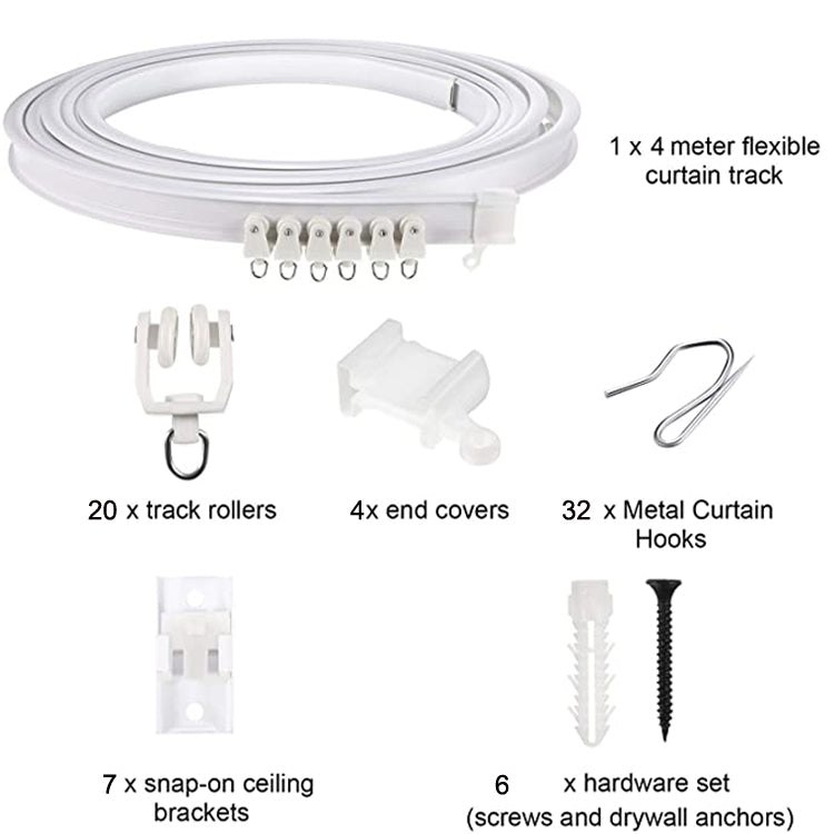 Model Steel Track Set Flexible Silent Slide Track Track with Hooks, Size: 4m