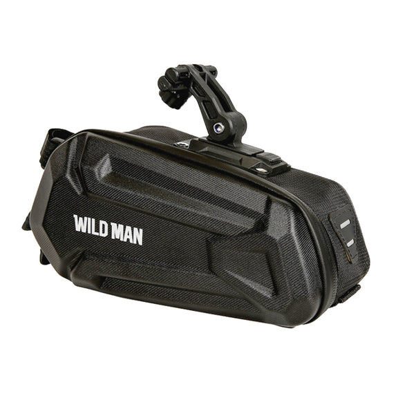 WILD MAN XT7 1.2L Mountain Bike EVA Hard Shell Water-resistant Wear-resistant Tail Bag(Twill Style)