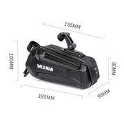 WILD MAN XT7 1.2L Mountain Bike EVA Hard Shell Water-resistant Wear-resistant Tail Bag(Twill Style)