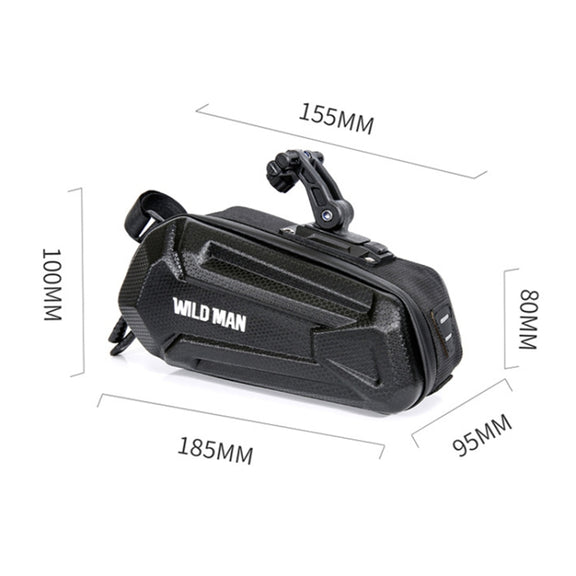 WILD MAN XT7 1.2L Mountain Bike EVA Hard Shell Water-resistant Wear-resistant Tail Bag(Twill Style)