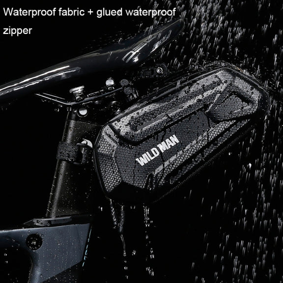 WILD MAN XT7 1.2L Mountain Bike EVA Hard Shell Water-resistant Wear-resistant Tail Bag(Twill Style)