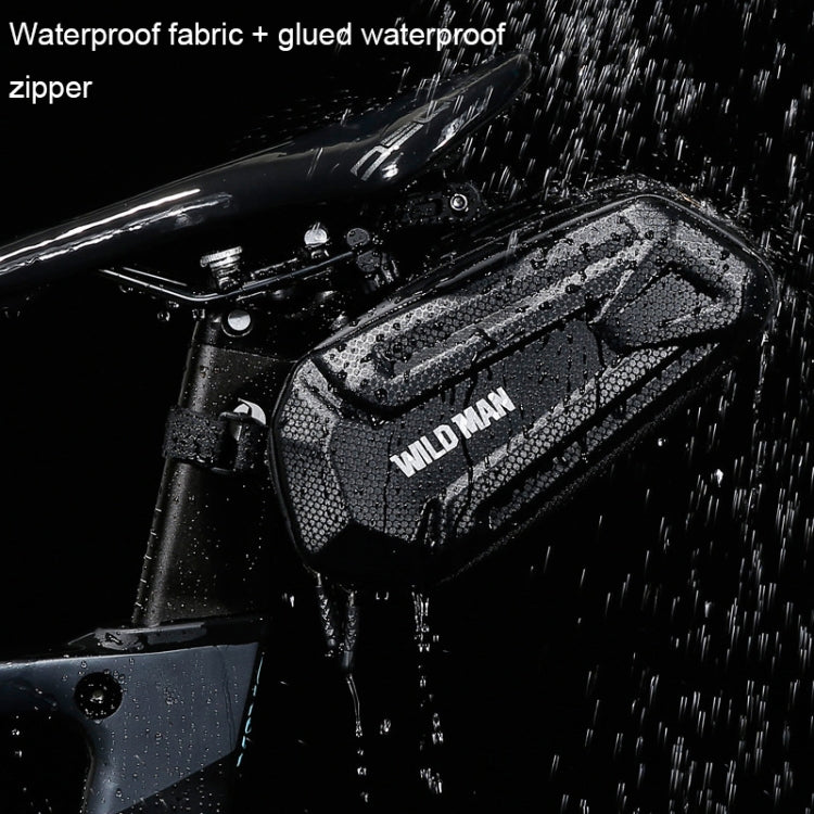 WILD MAN XT7 1.2L Mountain Bike EVA Hard Shell Water-resistant Wear-resistant Tail Bag(Twill Style)