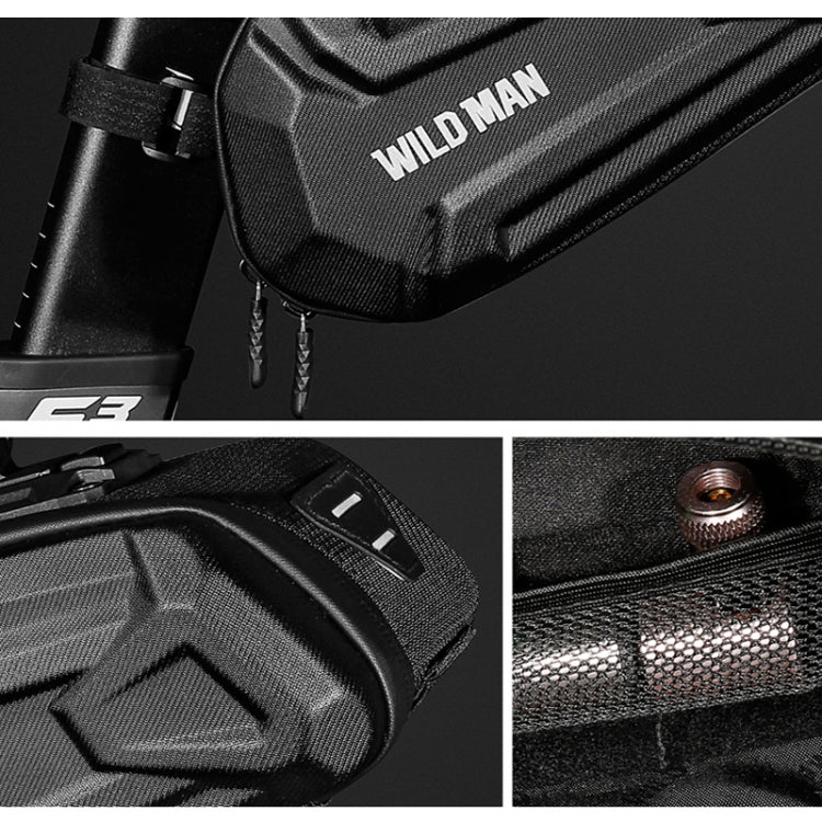 WILD MAN XT7 1.2L Mountain Bike EVA Hard Shell Water-resistant Wear-resistant Tail Bag(Twill Style)