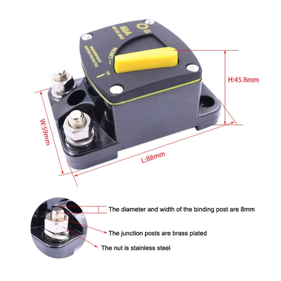 100A CB6 Car RV Yacht Audio Restore Insurance Holder Switch