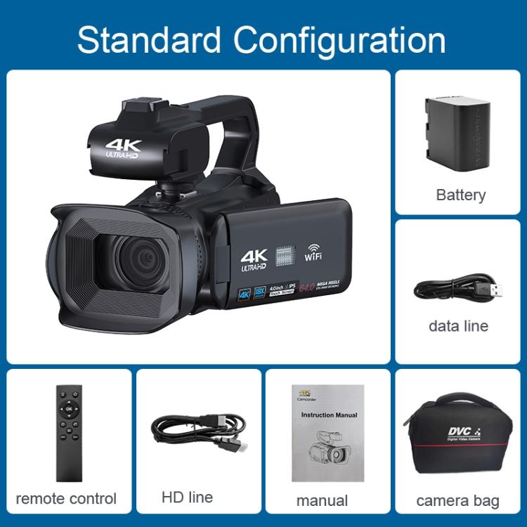 64MP 18X Zoom 4-Inch Touch Screen Handheld Digital Video Camera(16G)