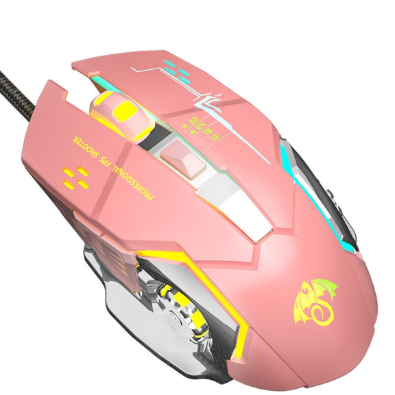 LEAVEN X6 6 Keys Game Computer Ergonomic Wired Mouse, Cable Length: 1.42m(Pink)
