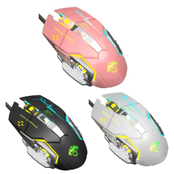 LEAVEN X6 6 Keys Game Computer Ergonomic Wired Mouse, Cable Length: 1.42m(Pink)