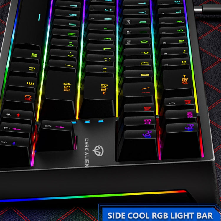 Dark Alien K710 71 Keys Glowing Game Wired Keyboard, Cable Length: 1.8m, Color: Black White Green shaft