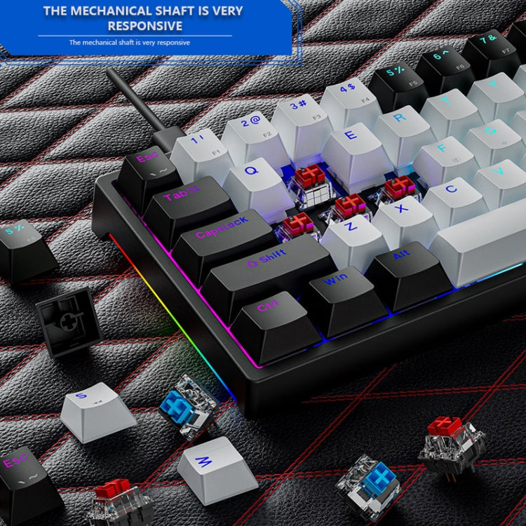 Dark Alien K710 71 Keys Glowing Game Wired Keyboard, Cable Length: 1.8m, Color: Black White Green shaft