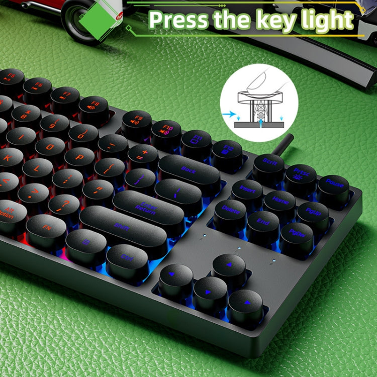 Dark Alien DK100 87 Keys Hot Plug-In Glowing Game Wired Mechanical Keyboard, Cable Length: 1.3m(Pink White)