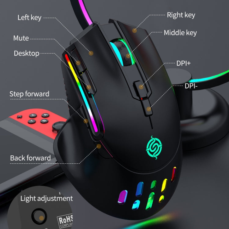 K-Snake BM520  9-button 3200DPI 2.4G RGB Wireless Dual-mode Gaming Mouse(White)