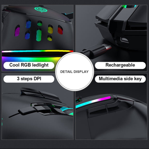 K-Snake BM520  9-button 3200DPI 2.4G RGB Wireless Dual-mode Gaming Mouse(White)