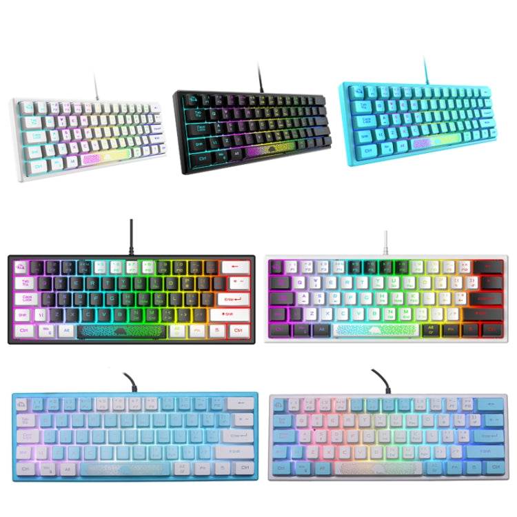 ZIYOULANG K61 62 Keys Game RGB Lighting Notebook Wired Keyboard, Cable Length: 1.5m(Blue)