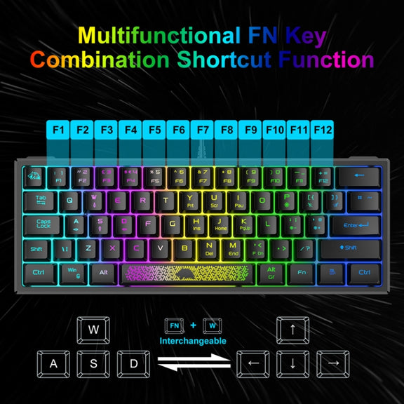 ZIYOULANG K61 62 Keys Game RGB Lighting Notebook Wired Keyboard, Cable Length: 1.5m(Blue)