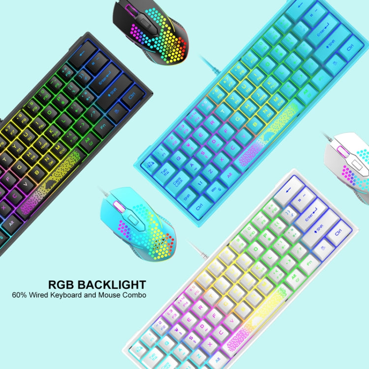 ZIYOULANG K61 62 Keys Game RGB Lighting Notebook Wired Keyboard, Cable Length: 1.5m(Blue)
