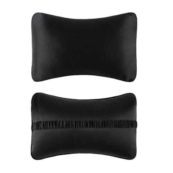 TZ19 Silk Car Head Pillow Car Memory Foam Comfort Lumbar Support(Black)
