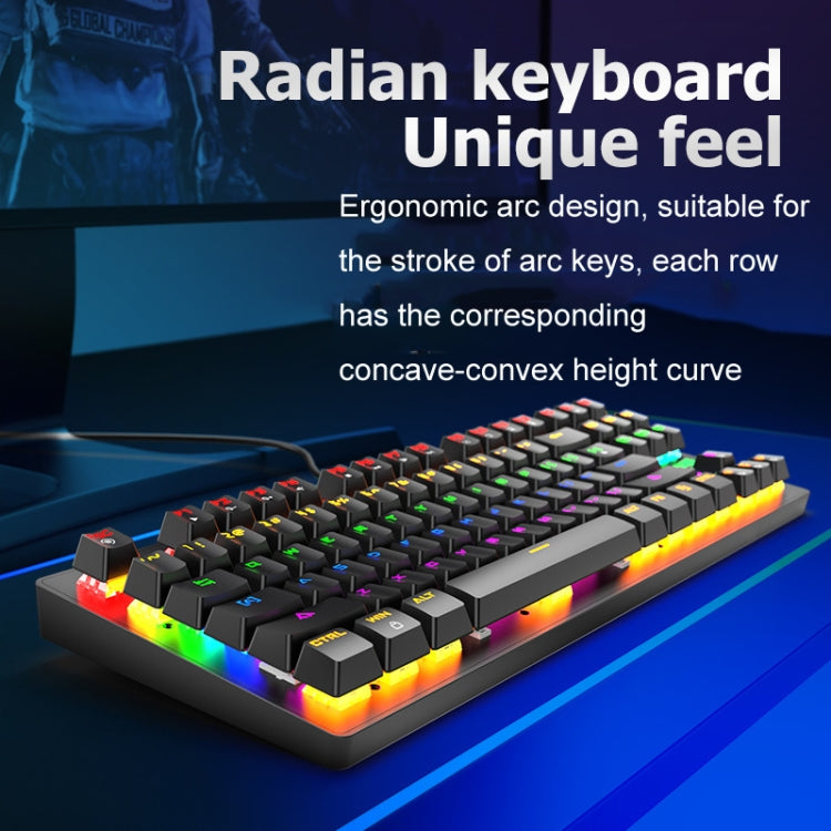 ZIYOULANG K2 87 Keys Office Laptop Punk Glowing Mechanical Wired Keyboard, Cable Length: 1.5m, Color: Blue