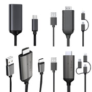 LD36 8 Pin + Micro USB + Type-C / USB-C to HDMI  1080P HDTV Dongle Cable, Plug And Play HDMI With Screen Plug And Play