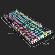 K820 104 Keys Retro Punk Plating Knob Glowing Wired Green Shaft Keyboard, Cable Length: 1.6m, Style: Square (Black)
