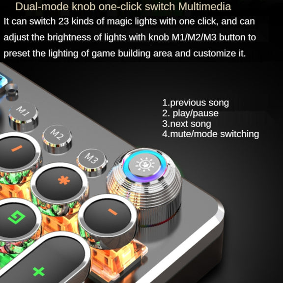 K820 104 Keys Retro Punk Plating Knob Glowing Wired Green Shaft Keyboard, Cable Length: 1.6m, Style: Square (Black)