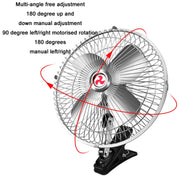 Car Powerful Fixing Clip Cooling High Wind Power Electric Fan, Specification: 8 inch Black 24V