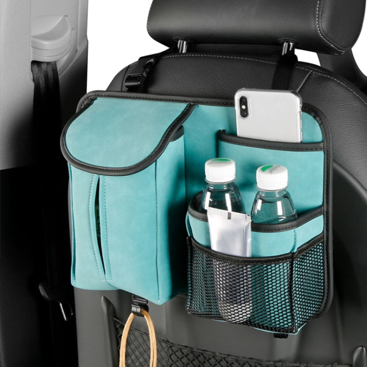 DE RAN FU Flip Fur Car Seat BackTissue Box Storage Hanging Bag With Hook(Blue)