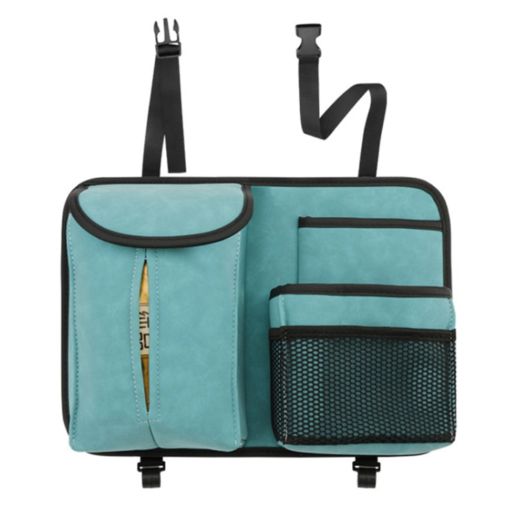 DE RAN FU Flip Fur Car Seat BackTissue Box Storage Hanging Bag With Hook(Blue)